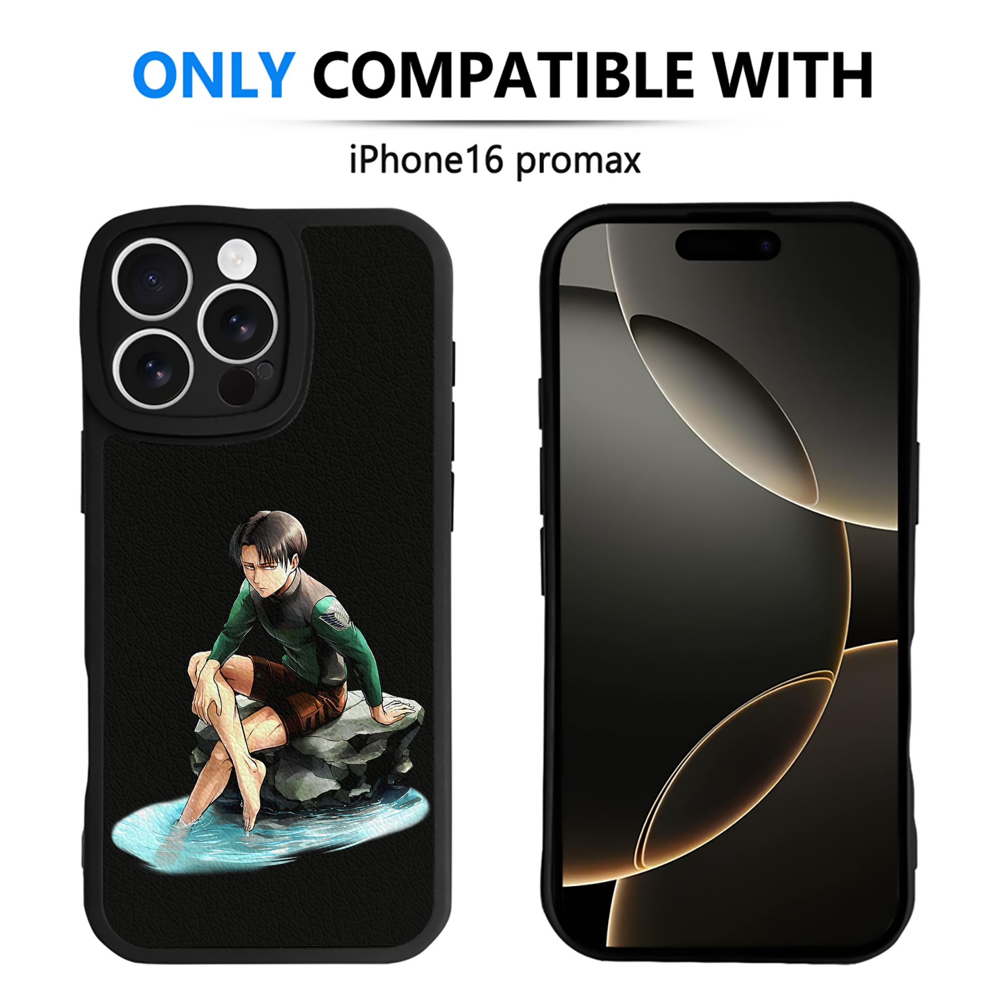 （画像用） 進撃の巨人 リヴァイ·アッカーマン Attack on Titan Levi Ackerman 【iPhone 16シリーズ対応】シリコンスマホケース（レザー調） 材質：シリコン
